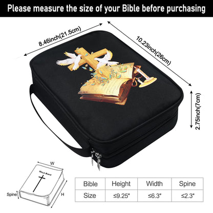 Bible Cover for Women & Men, Bibles Study Supplies Covers with Zipper for Journaling Accessories Kits-Book Carrying Travel Case for Teens Black Tote Church Bag for Bible Study