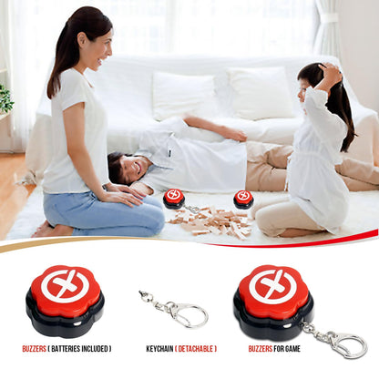2 Pack Wrong Buzzers, Sound Buttons Portable Keychain with Sound, Answer Buzzers Set of 2, Incorrect Buzzers for Game Show, Wrong Buttons for Communication