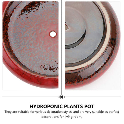 Hydroponic Ceramic Flower Pot 7.28 Inch Succulent Planter with Drainage Hole for Indoor Balcony Office Garden Decoration