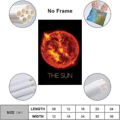XIAOLOUTINYU Solar System Canvas Wall Art - The Sun star Space Poster for Kids Room Bedroom Classroom, STEM Educational Astronomy Decor, Science Gift for Boys Girls Teens, 12x18 Inch Unframed