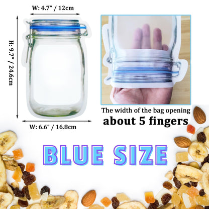 laffeya 20Pack 1000ml (9.7 * 6.6 * 4.7inch) Reusable Mason Jar Bags for Candy & Snacks - Leakproof Storage & Display