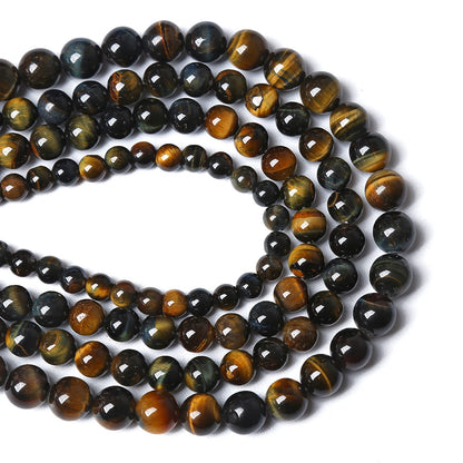 6MM 60PCS Natural Tiger Eye Beads Yellow Blue Stone Loose Beads for Jewelry Making DIY Bracelet Necklace