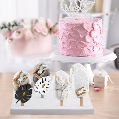 Qunclay 2 Pcs Wood Cakesicle Stand Display - 12 Count Cake Pop Sticks Holder Reusable Dessert Table Ice Cream Lollipop Stands for Wedding Shower Birthday Party Baby Shower