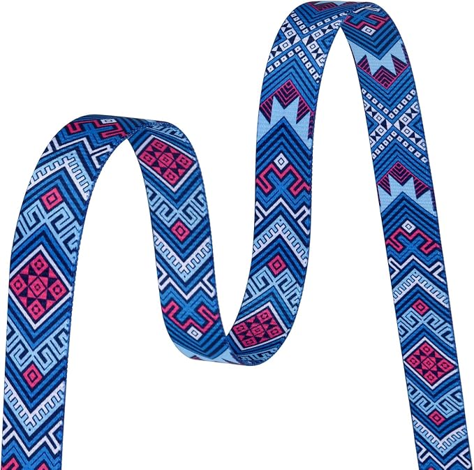 Mihqy Dog Collar with Bohemia Floral Tribal Geometric Patterns - Soft Ethnic Style Collar Adjustable for Small Medium Large Dogs(Blue Ethnic Style,M)