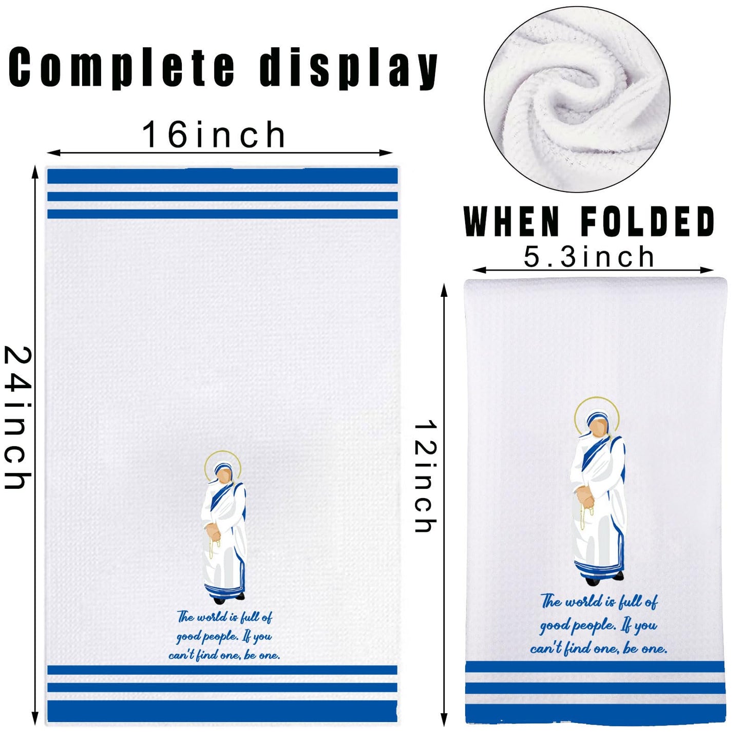 G2TUP Mother Teresa Kitchen Towels Mother Teresa Dish Towels Mother Teresa Tea Towels Saint Mother Teresa Gifts (The World is)