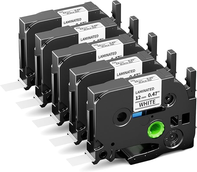 5-Pack Replace for Brother Label Maker Tape TZe-231 12mm 0.47 Laminated White Tape Compatible with PTouch TZ TZe 1/2" Black on White TZE231 for PT-D220 D210 H110 D200 D400 1280 D610BT P710BT
