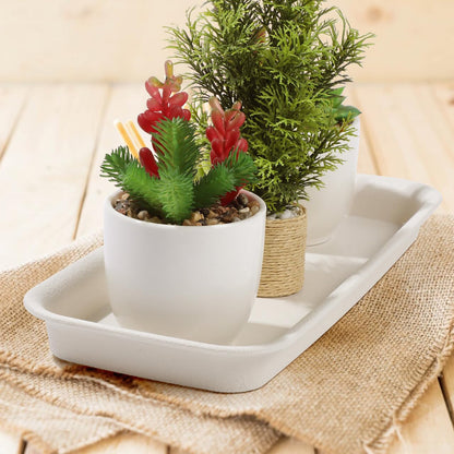 Alasum 5-Pack Beige Rectangular Plant Drip Trays - Durable Plastic Flower Pot Saucers for Windowsill Bonsai and Potted Plants - Water-Saving and Breathable Drainage Catch Trays for Indoor and Outdoor