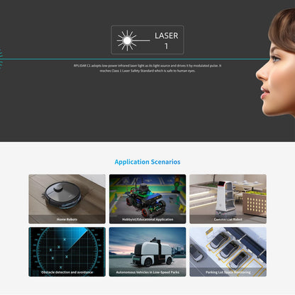 youyeetoo RPLIDAR C1 Fusion Lidar DTOF Laser Scanner - 360-Degree Full-Range 12-Meter Laser Scanner for Robot Projects Involving Positioning, Mapping, Navigation, and Obstacle Avoidance
