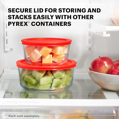 Pyrex Simply Store Glass Food Storage Container, Snug Fit Non-Toxic Plastic BPA-Free Lids, Freezer Dishwasher Microwave Safe, 4 Cup (Pack of 4)
