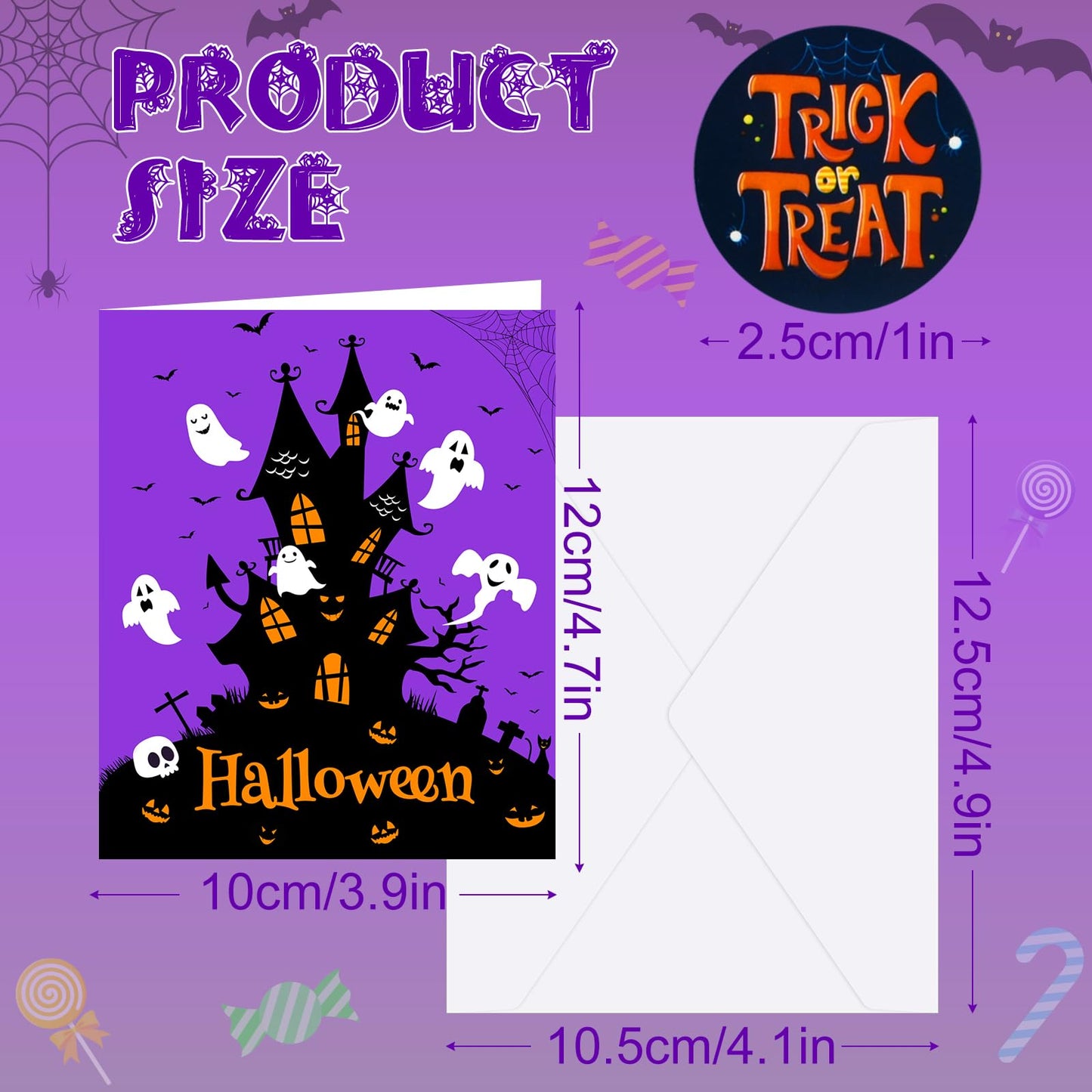NEBURORA 30 Pack Halloween Greeting Cards with Envelopes and Stickers for Happy Halloween Party Favors Gifts Bag Fillers