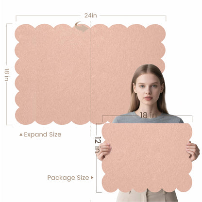 Lightomorrow Scalloped Bulletin Board, 24 x 18 Inches Felt Pin Board - Decorative Cork Alternative for Wall, Foldable Picture Self-Adhesive Vision Prayer Board with 20 Pushpins - Mauvey Pink
