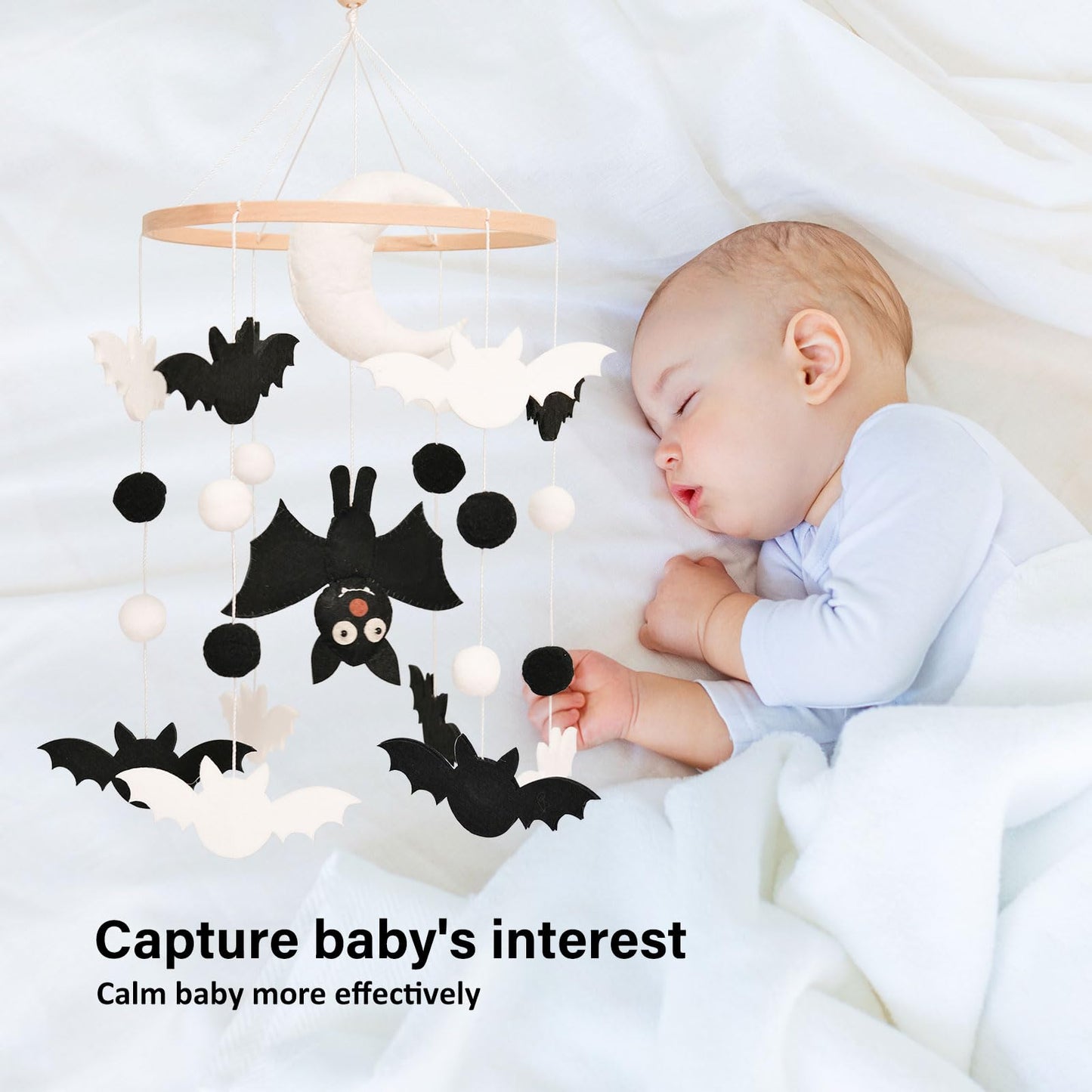 Bat Baby Mobile, Gothic Mobile for Crib, Halloween Crib Mobile for Boys and Girls, Gothic Nursery Mobile for Bassinet, Bat, Moon
