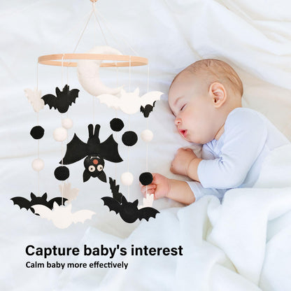 Bat Baby Mobile, Gothic Mobile for Crib, Halloween Crib Mobile for Boys and Girls, Gothic Nursery Mobile for Bassinet, Bat, Moon