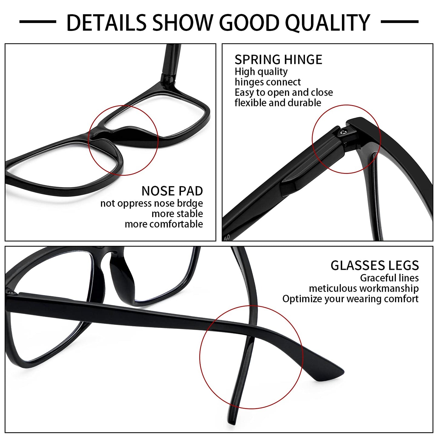 VIDEBLA 5 Pack Blue Light Blocking Reading Glasses,Spring Hinge Computer Readers for Women Men,Anti UV Ray Filter Nerd Eyeglasses (Mix, 1.50)