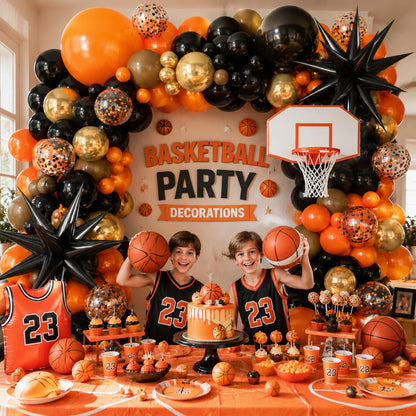 FYUVH Black Orange Arch Kit Garland with Gold Brown Balloons Star Balloon