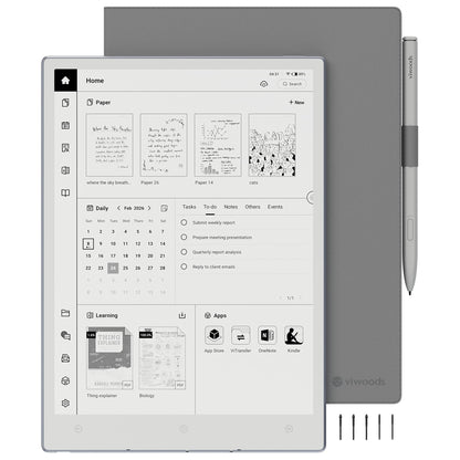 VIWOODS Upgraded Bundle with AiPaper, Stylus Pro and 5 Nibs, Carta 1300 AI E Ink Tablet, 10.65'' 300PPI Electronic Notebook with Pen, Ultra-Thin 4.5mm, Lightweight 370g, 128GB Note-Taking Device