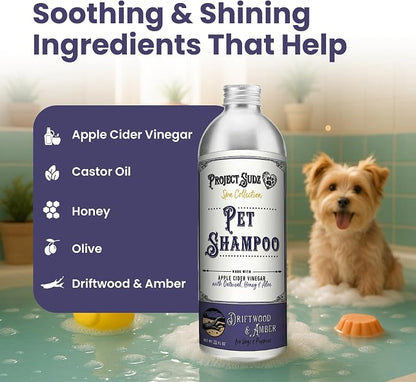Project Sudz Spa Collection Liquid Shampoo – Driftwood & Amber | Natural Pet Shampoo for Dogs & Cats | Eco-Friendly, Gentle, Non-Toxic, Made in USA