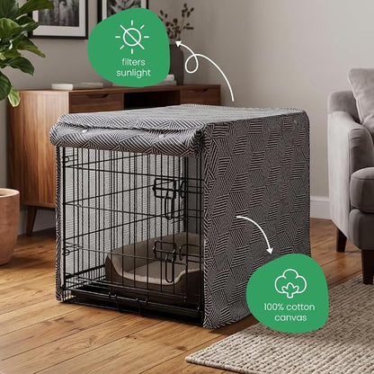 Molly Mutt Rough Gem Dog Crate Cover, 100% Cotton Canvas Cover with 2 Roll-Up Panels, Ideal for Dog or Cat Crate, Durable, Washable, and Free of Harmful Chemicals, 36" x 24" x 27"