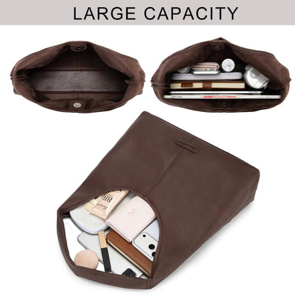 Montana West Hobo Bag Purse for Women Shoulder Handbags Slouchy Casual Soft Vegan Leather Tote Ladies for Work Travel Coffee Chocolate MWC-HB-646-CF