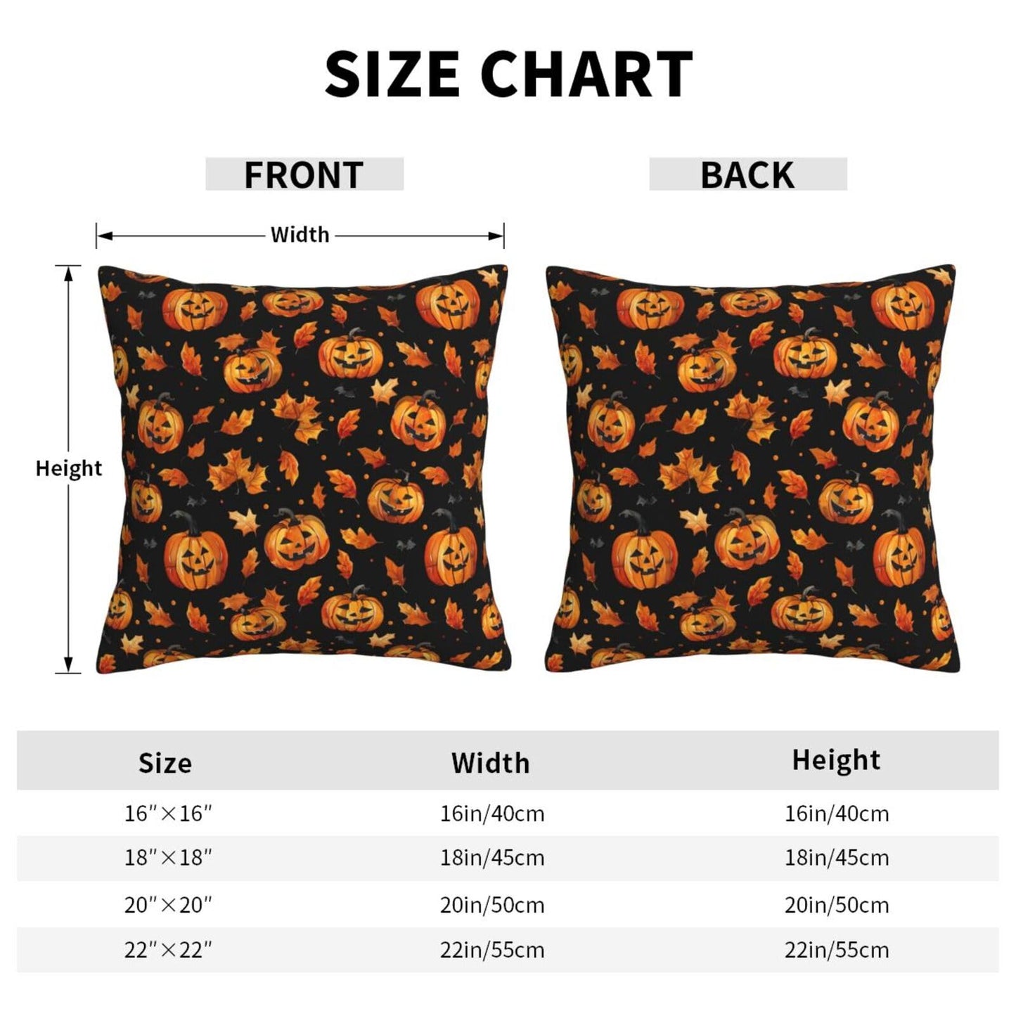 Famame Decorative Pillow Covers Set of 2 Halloween Scary Pumpkins Leaves Throw Pillows Cover 18x18 inch Square Pillowcase Couch Cushion Cases for Sofa Living Room Bedroom Home Decor