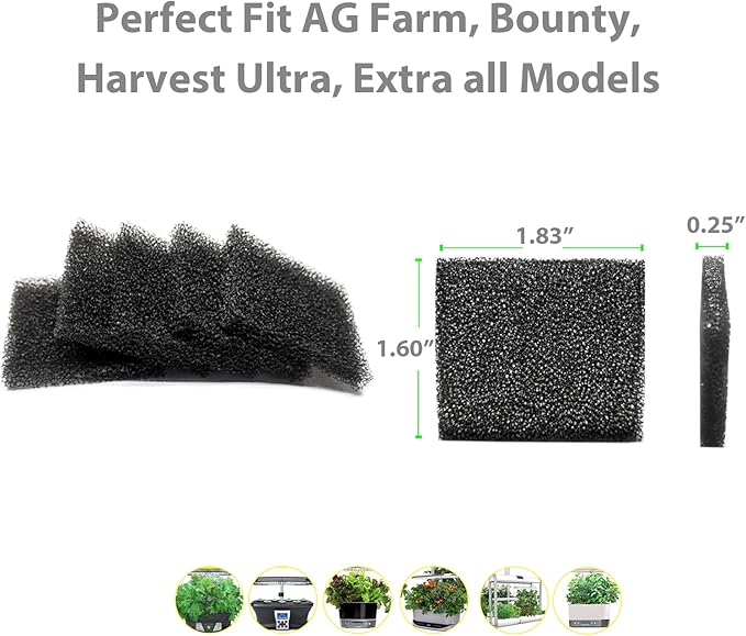 Ulrempart 24-Pack Pump Filter Sponge Compatible with AG Garden Harvest, Bounty, Farm, Extra, Ultra All Models, Replacement Pump Filter Accessories