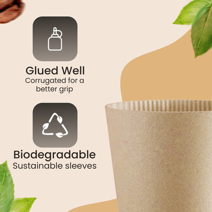 Homelance Coffee Sleeves 900 Pcs – Corrugated Brown Kraft Paper Cups Sleeves Fit 12oz, 16oz, 20oz, 22oz & 24oz Cups – Recyclable & Disposable – Perfect for Hot Drink in Cafes & Offices (Pack of 900)