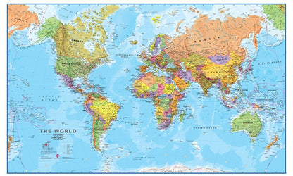 Maps International Giant World Map Poster - Mega-Map of The World - Front Sheet Laminated - 46 x 80 - Updated 2025