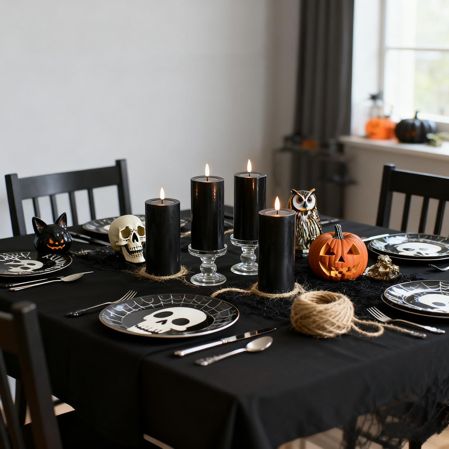 MUMCHASI 4 Packs Flameless Candles, Black Battery Operated Candles, Black Halloween LED Candles, Real Wax Flickering Candlelights with Remote for Home Fall Halloween Christmas Party Candelabra