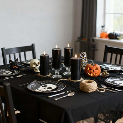 MUMCHASI 4 Packs Flameless Candles, Black Battery Operated Candles, Black Halloween LED Candles, Real Wax Flickering Candlelights with Remote for Home Fall Halloween Christmas Party Candelabra