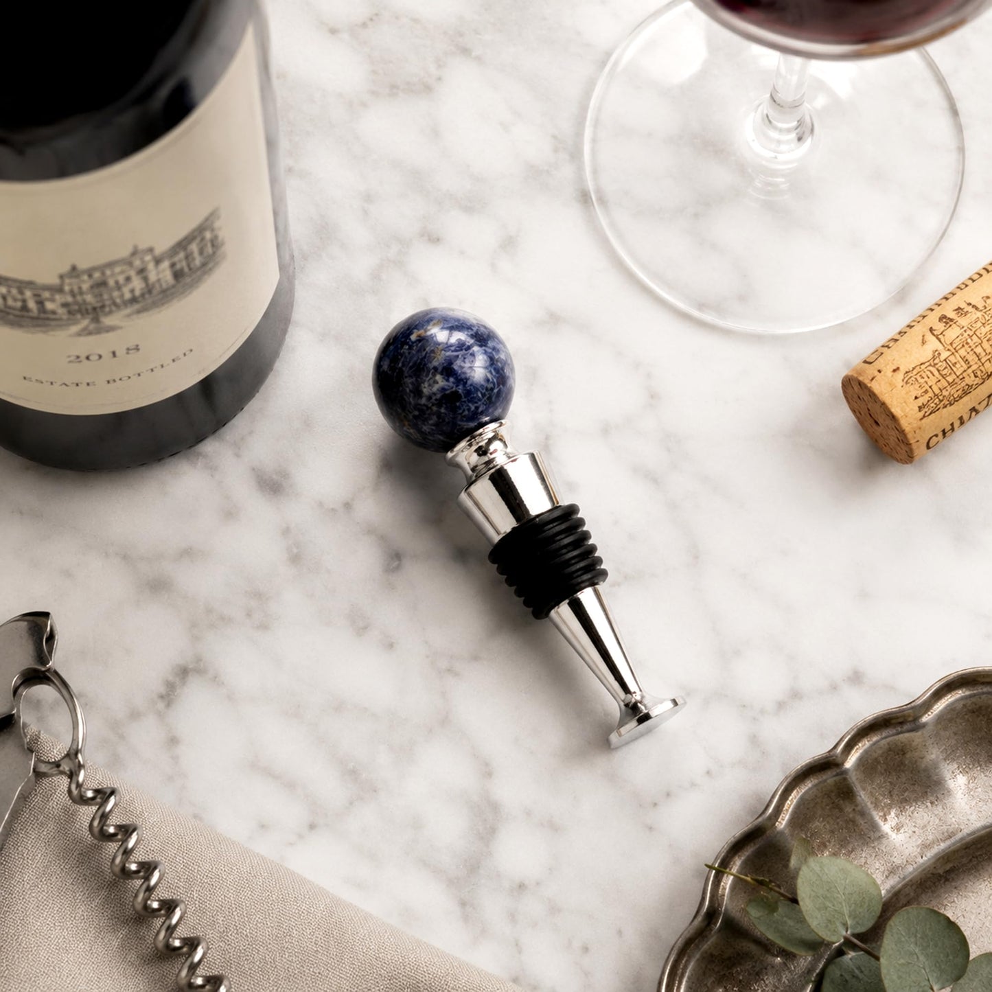 Blue Gemstone Wine Stopper, Bottle Stopper Wine Saver, Reusable Wine Corks