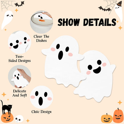 Halloween Ghost Napkins | 100pcs White Disposable Paper Napkins | Kids Spooky Party Decorations - Boo Decor