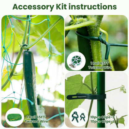 Nexum Cucumber Trellis for Raised Bed, 63"x47.2" U-Shape Garden Trellis for Climbing Plants Outdoor with Climbing Net, Metal Arch Plant Support for Cucumbers Tomatoes Peas Beans