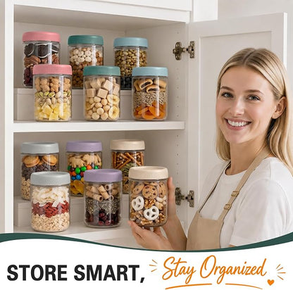 Mason Jars, 16oz Overnight Oats Containers with Lids, 6 Pack Wide Mouth Glass Mason Jars with Airtight Lids, Sugar Bowls, Overnight Oats Jars for Yogurt, Meal Prep, Chia Pudding