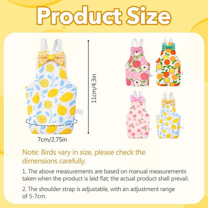 4Pcs Bird Diaper - Cute Pet Bird Diaper with Waterproof Inner, Reusable Flight Suit for Cockatiel Parakeet (Medium)