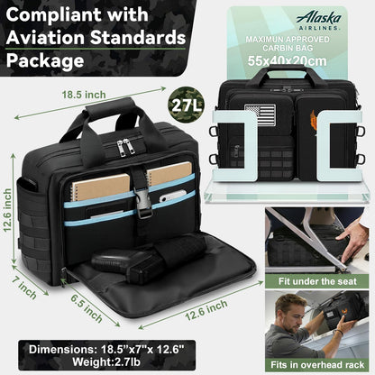 BYIECLD Tactical Laptop Bag for Men, 14 Inch & 18 Inch Military Messenger Bag, 900D Nylon Water Resistant Computer Bag with Luggage Strap, Multipurpose Work Bag for Travel, Business, Campus