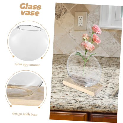 balacoo 2sets Hydroponics Glass Vase Small Propagation Terrariums with Eucalyptus Base for Indoor Plant Display Home Decor and Flower Propagation for Greenery and Floral Arrangements