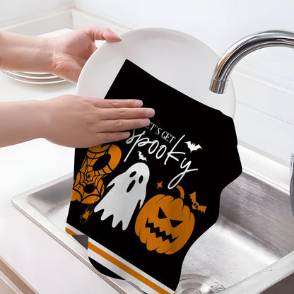Pintukee Halloween Kitchen Dish Towels Absorbent Spooky Ghost Boo Pumpkin Tea Towels Halloween Kitchen Decor