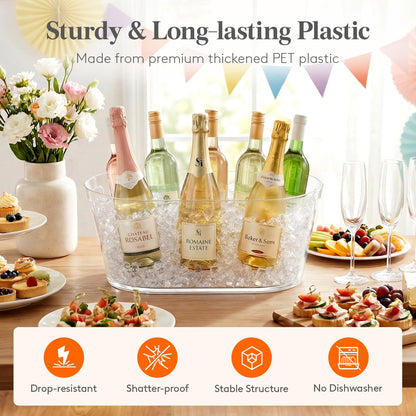 Lifewit 13L Ice Bucket for Parties 2 Pcs, Large Plastic Drink Cooler for Champagne Wine, Beer, Clear Beverage Tub for Mimosa & Cocktail Bar, Portable Chiller for Party Hosting & Serving