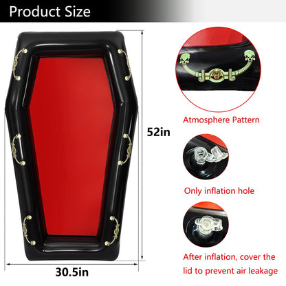 Belit Inflatable Coffin Cooler, 52 Inch Drink Containers for Halloween Party, Pool Party, Spooky Decor