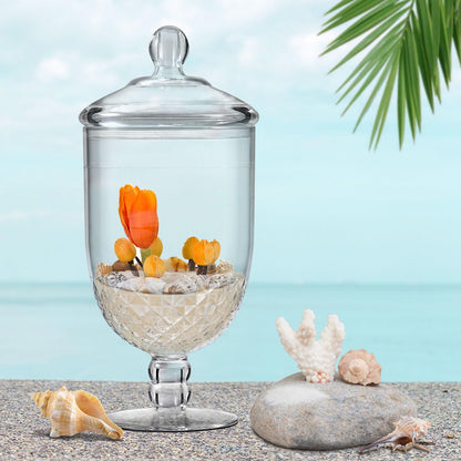 Moflekja Apothecary Jar with Airtight Lid in Premium Acrylic Plastic, Decorative Weddings Candy Buffet, Elegant Storage Jar, 50-Ounce