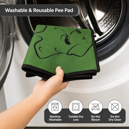 2 Pack Washable Pee Pads for Dogs 51"x52", Reusable Training Puppypads Absorbency Non-Slip & Leak-Proof for Pet Whelping Box Playpen Crate Sofa Bed Floors (Green)