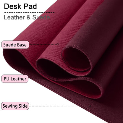 Large Desk Pad, 47.2" x 17" PU Leather Desk Mat for Desktop, Non-Slip Office Desk Mat for Desk, Desk Blotter Pad, Waterproof Computer Pad for Desk, Keyboard Mats for Home & Office (Burgundy)