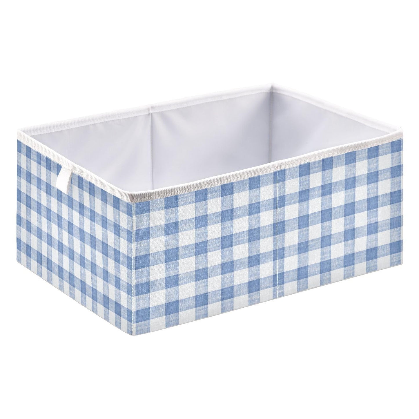 Kigai Blue White Gingham Cube Storage Bins 11x11 inch Collapsible Fabric Storage Cubes Organizer Foldable Boxes Decorative Basket for Home Organizing