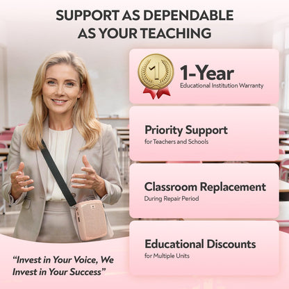 WinBridge Voice Amplifier with Bluetooth, Portable Speaker and Microphone Set, Wireless Mic Headset Speaker for Teachers, Tour Guide, Publick Speaking, Fitness Instructors, Features Mute, WB002 Pink