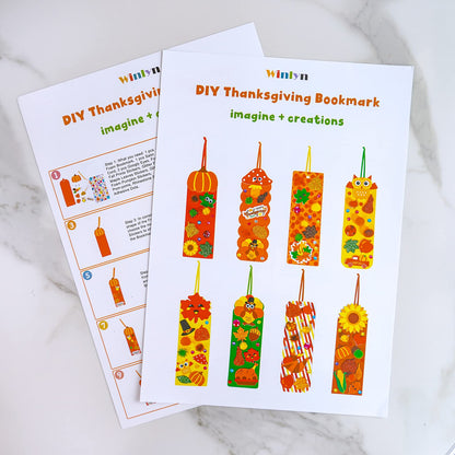 Winlyn 32 Sets Fall Crafts Kits DIY Fall Bookmarks Decorations Art Sets Maple Leaves Smile Face Owl Turkey Pumpkins Foam Stickers Arts and Crafts for Kids Thanksgiving Halloween Classroom Activities