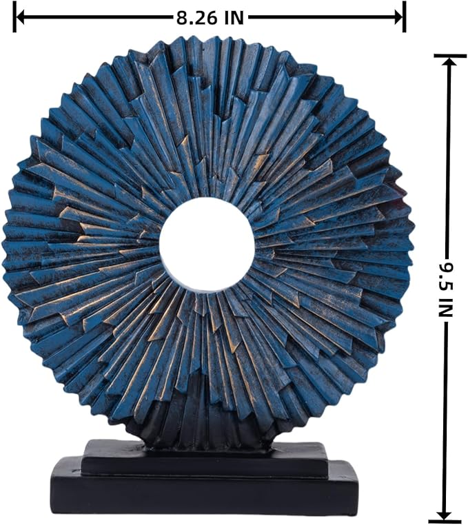 HODESumPure Gold Luxury Round Decorative Sculpture Statue Above Cabinet Home Decorations for Living Room Kitchen Fireplace Mantel Office Bookshelf Table Top Home Decor Accents (Blue S)