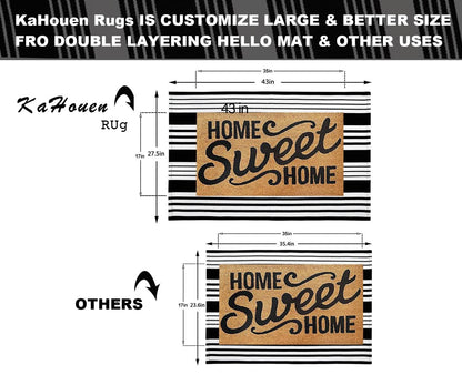KaHouen Black and White Striped Rug (27.5 x 43 Inches),Black and White Outdoor Rug, Hand-Woven Striped Rug Indoor/Outdoor Area Rug Front Door Floor Mat for Farmhouse/Porch/Living Room.