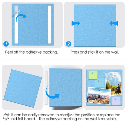 MaxGear Large Cork Board for Wall 36" x 24", Blue Bulletin Board, 6 Pack Felt Wall Tiles with Pushpins, Cork Boards for Office Push Pin Board Tack Board Felt Board