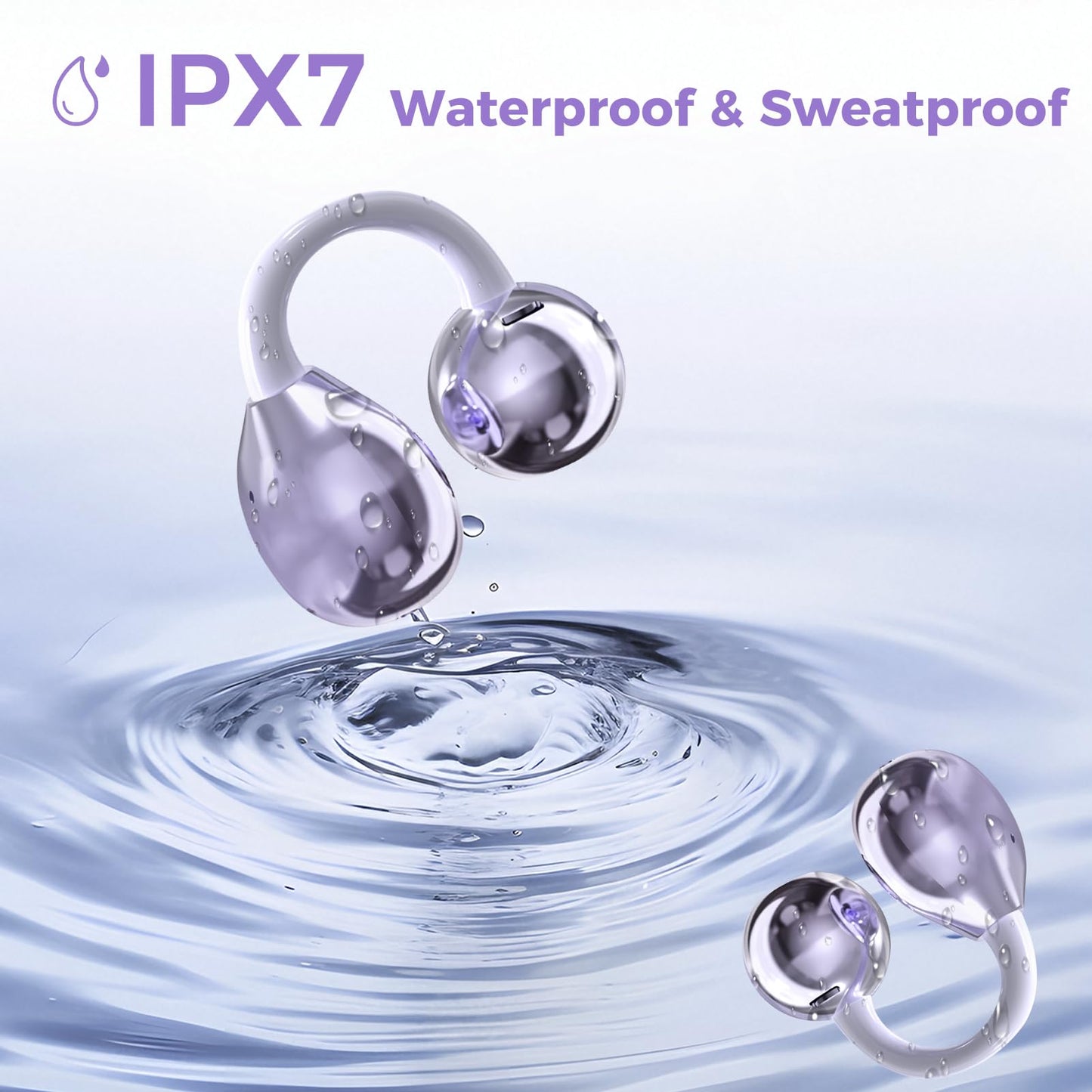 AI Translation Earbuds Real Time, 164 Language Translator Earbuds, 3-in-1 Wireless Clip on Earbuds, Bluetooth 5.4 Headphones, Translating Device for Travel Business Learning (Purple)