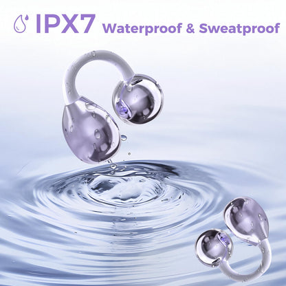 AI Translation Earbuds Real Time, 164 Language Translator Earbuds, 3-in-1 Wireless Clip on Earbuds, Bluetooth 5.4 Headphones, Translating Device for Travel Business Learning (Purple)